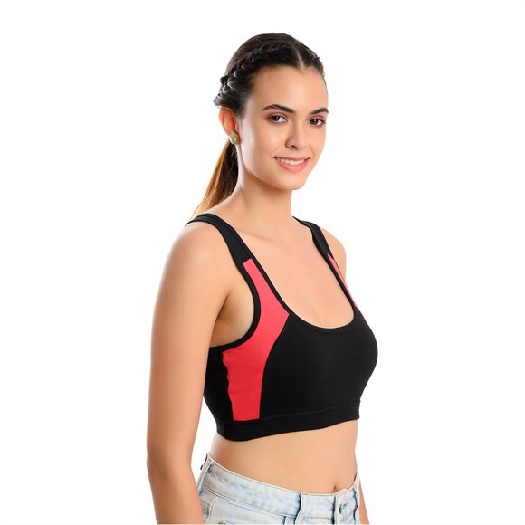 LACEVOZ Women's Cotton Rich Racer Back,Removable Padding Sports Bra. - Picture 5 of 9